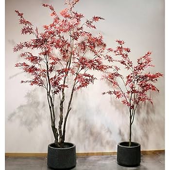 Amazon｜HGJH 人工 紅葉 レッド 人工観葉植物 フェイクグリーン